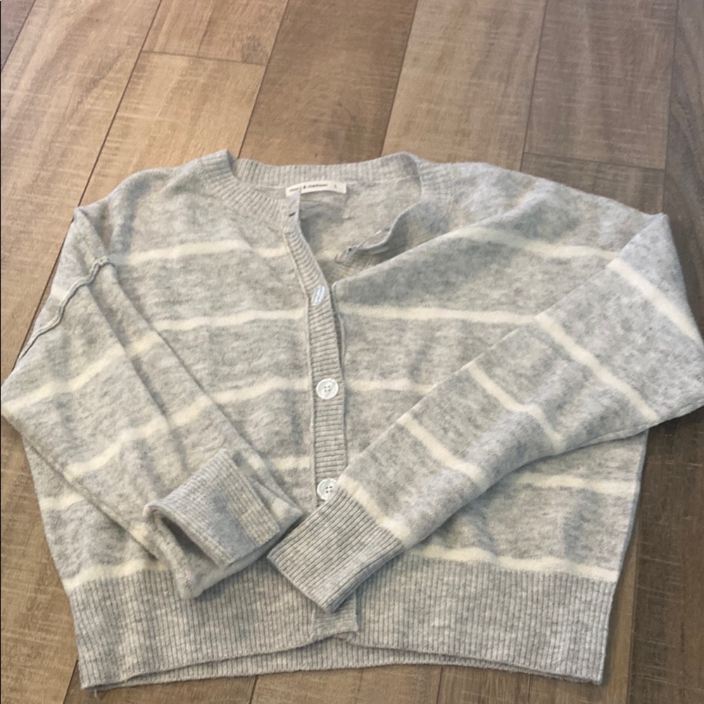 moon & madison Gray and White Cardigan Sweater